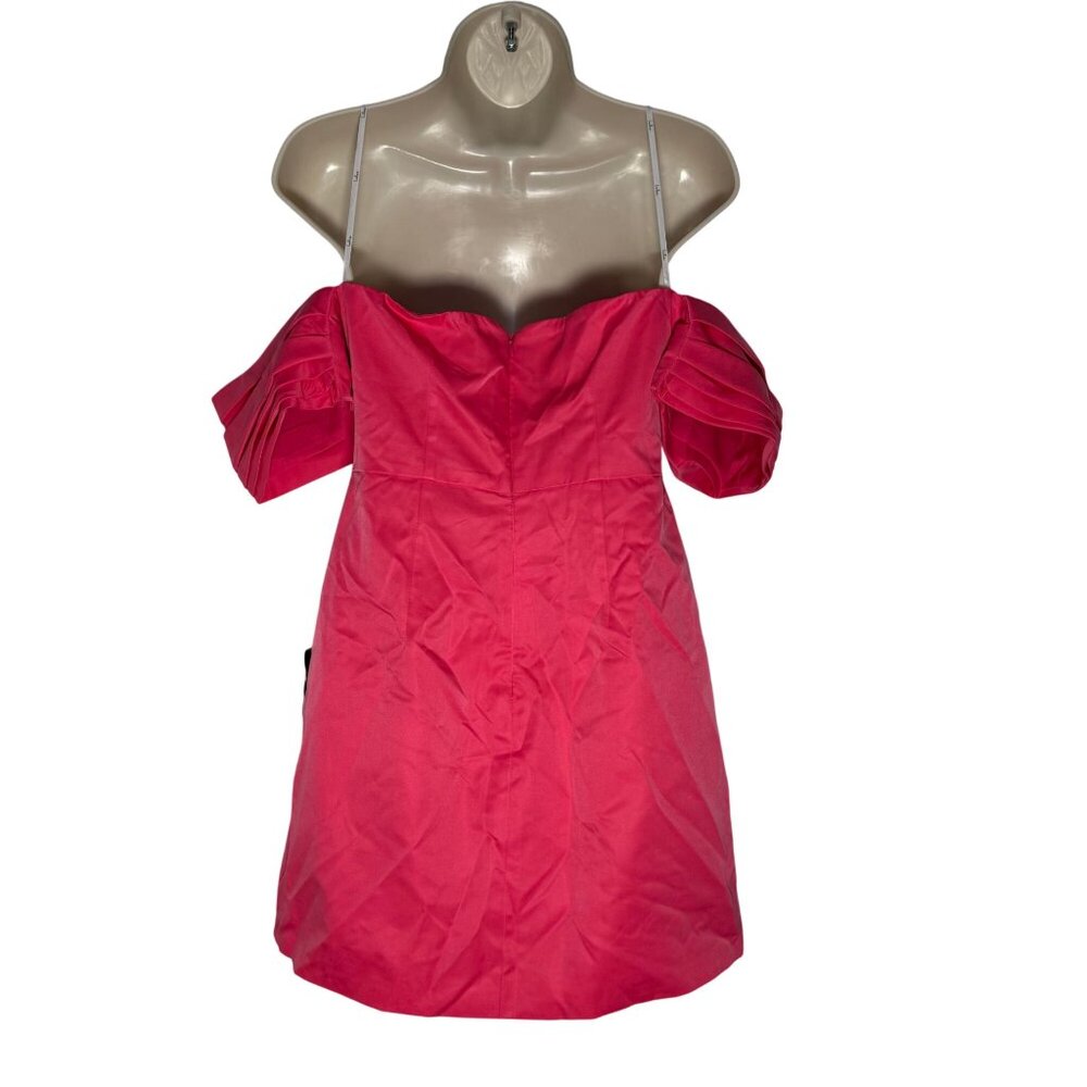 Lulus Totally Haute Pink Satin Pleated Off-the-Shoulder Mini Dress Size M NWT! - Picture 6 of 6